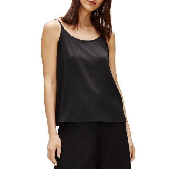 Eileen Fisher Petite Stretch Silk Charmeuse U-Neck Cami - Size PP - Picture 2 of 5